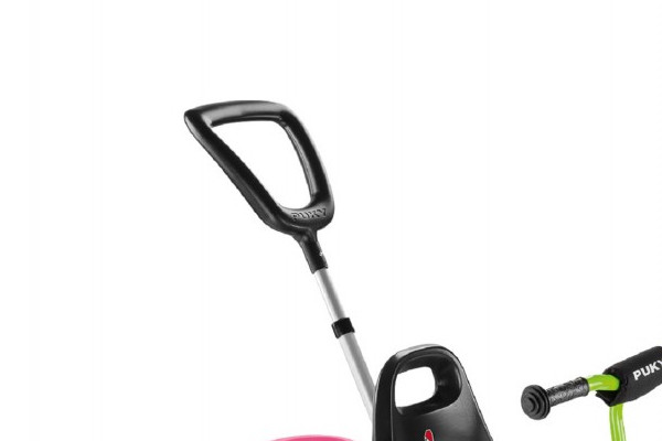 Met in hoogte verstelbare duwstang.