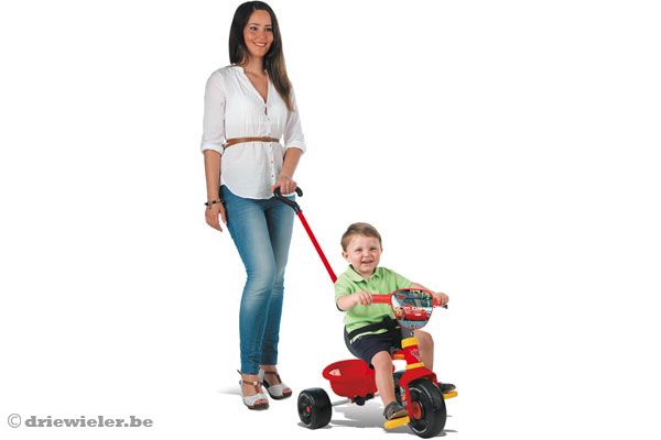 Met in hoogte verstelbare duwstang.